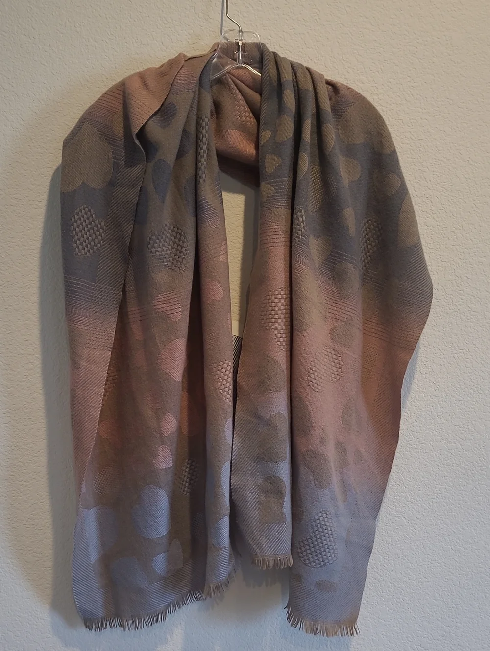 Sandro Ferrone Soft Ombre Heart Print Wrap Scarf - Taupe & Dusty Pink